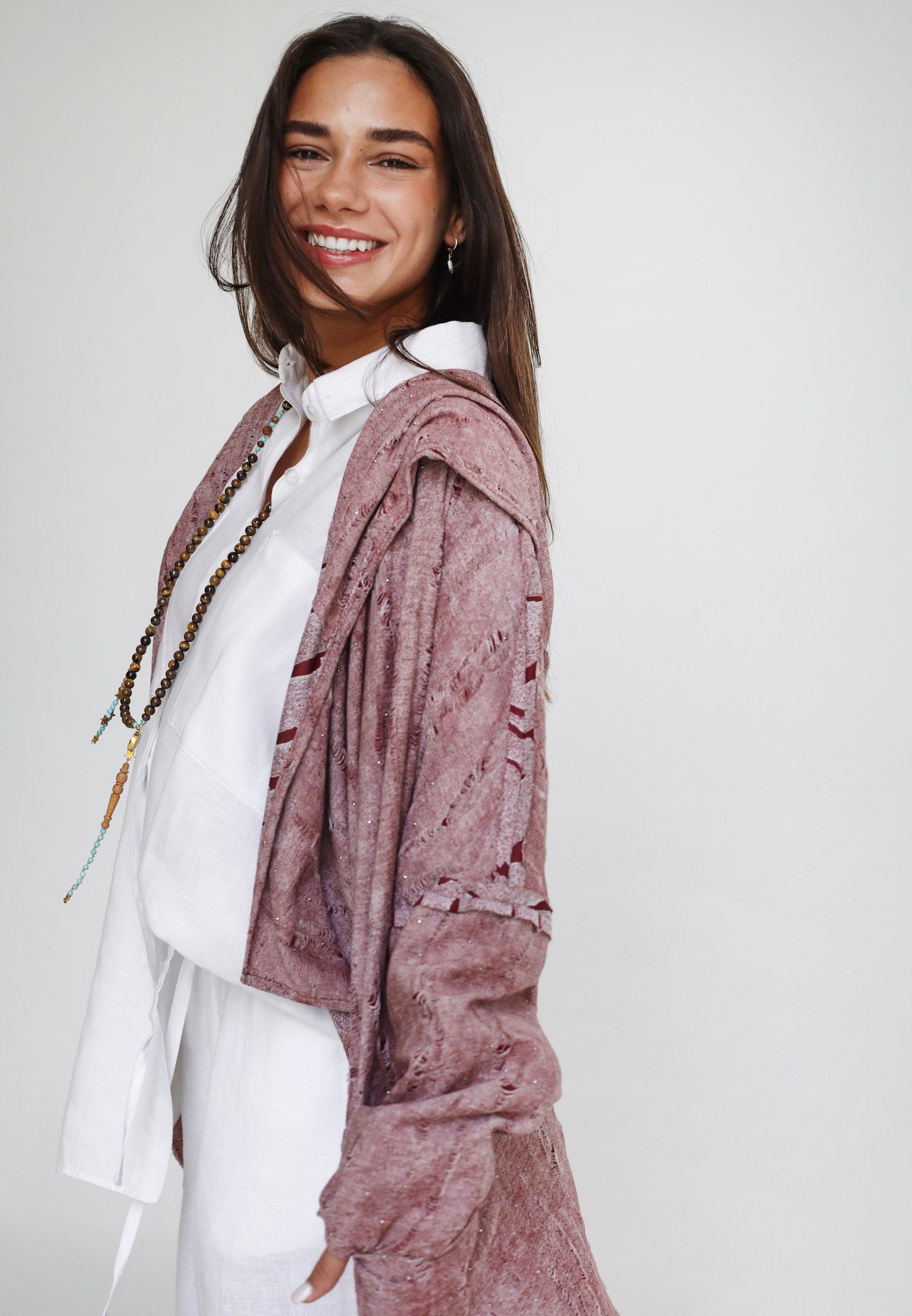 Studded Reverse Cardigan Burgundy - Adults