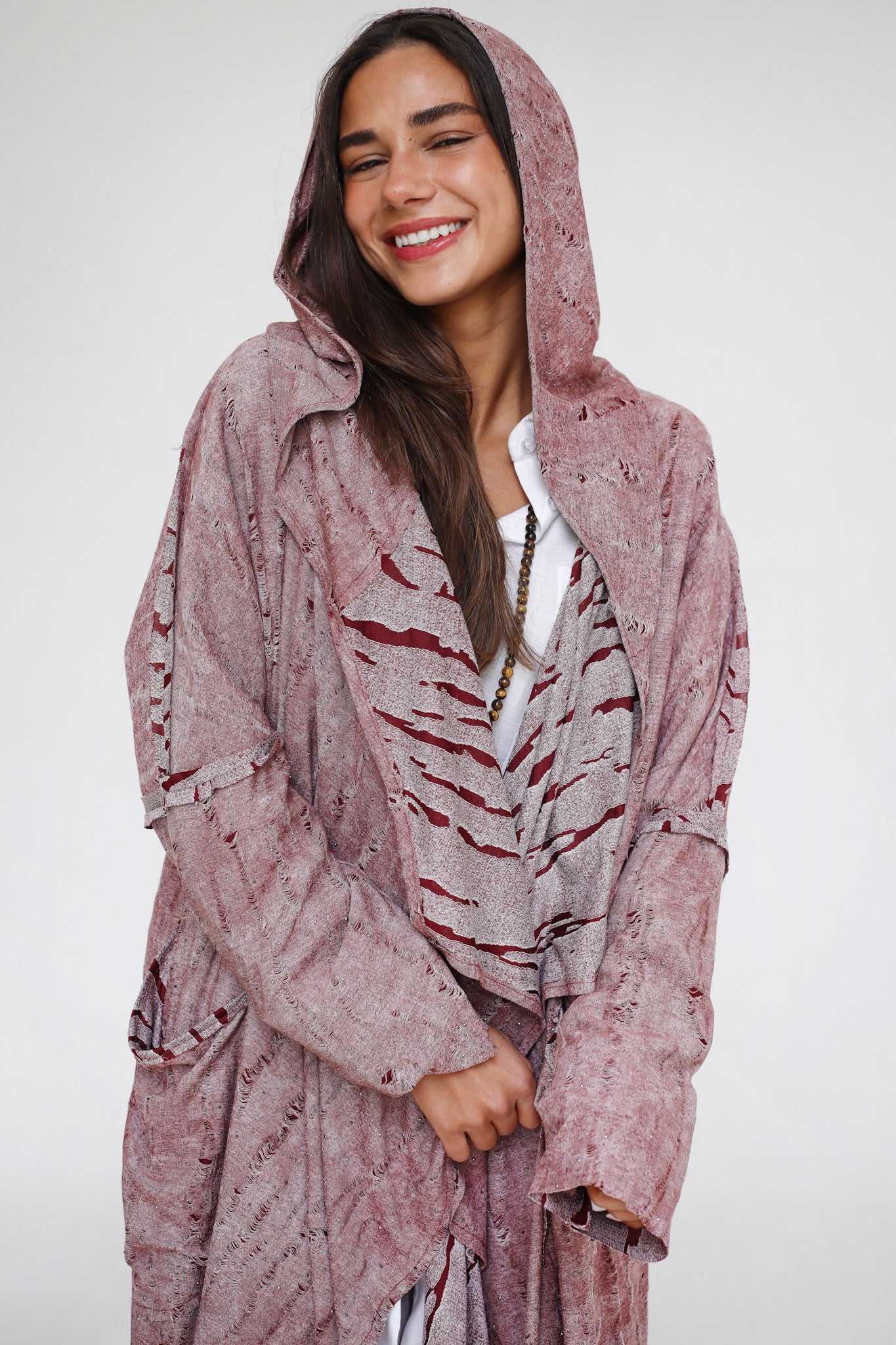 Studded Reverse Cardigan Burgundy - Adults