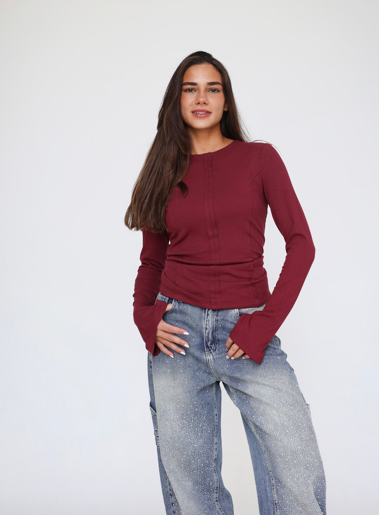 Stitched Burgundy Tank top - Adults