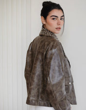 The Studded Maverick Jacket - Wood