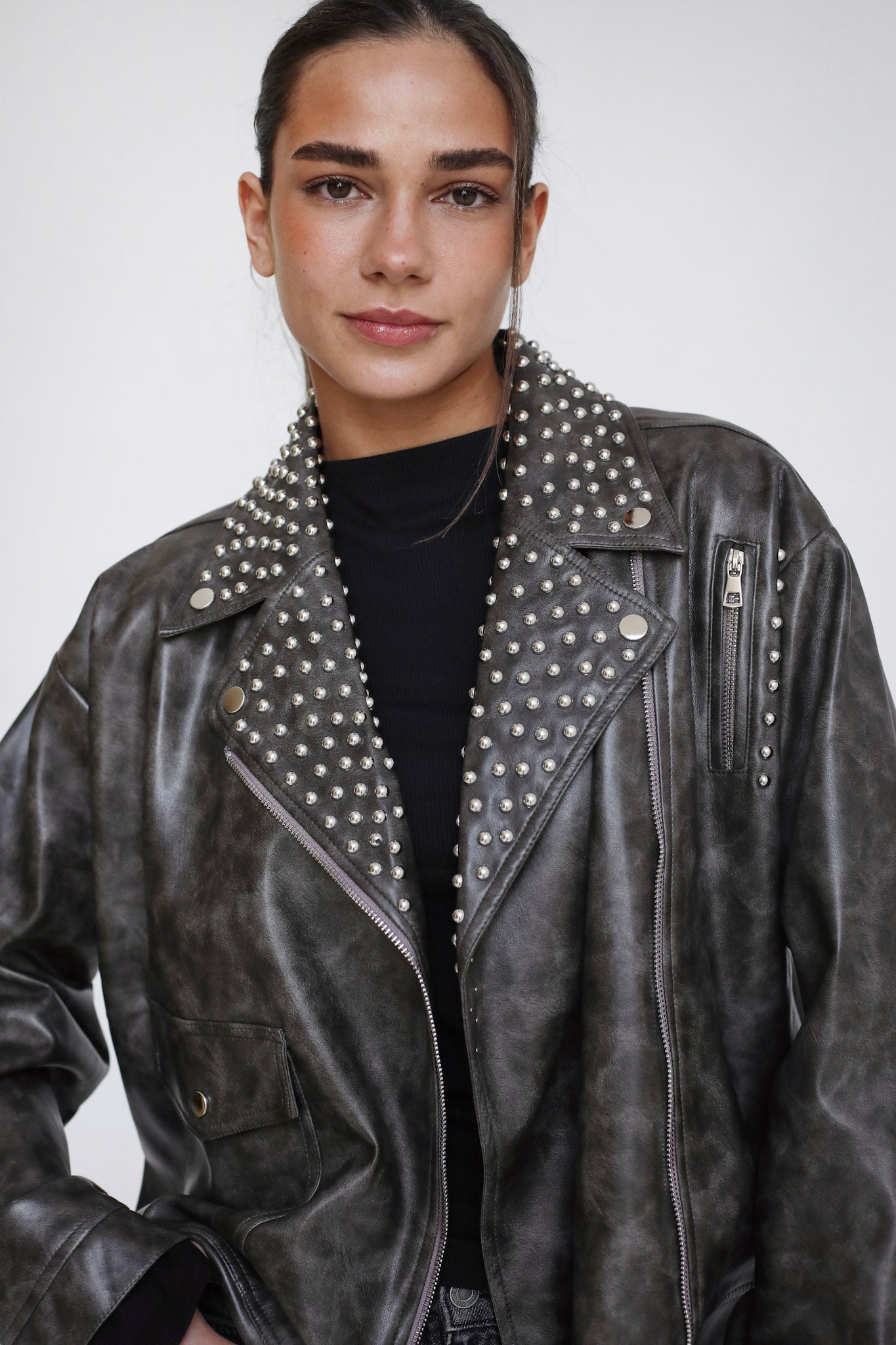 The Studded Maverick Jacket - Brown