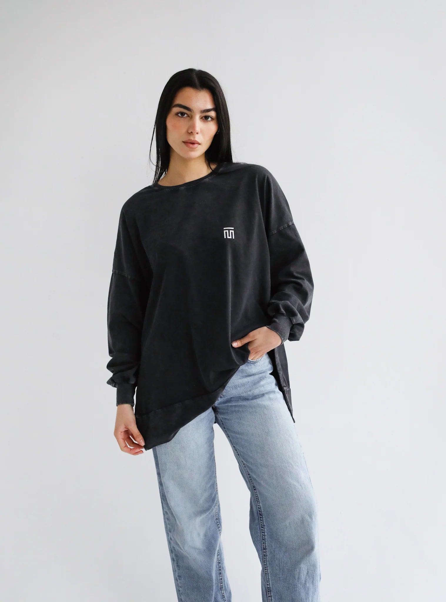 Basic Washed Grey T-Shirt - White Logo