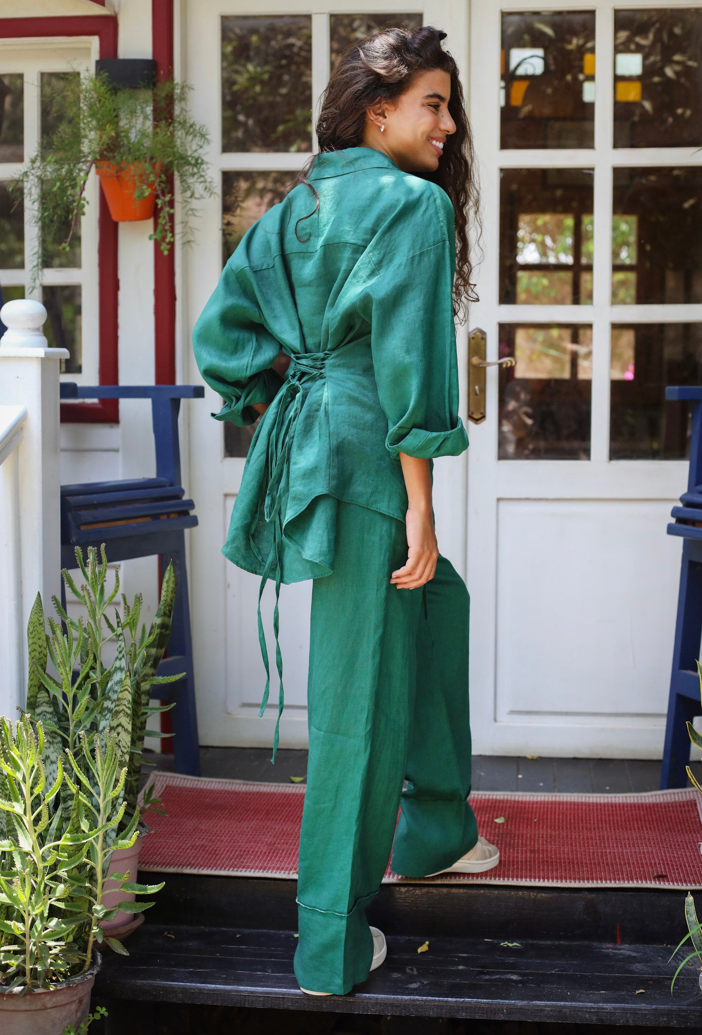 The Fit Linen set - Emerald Green