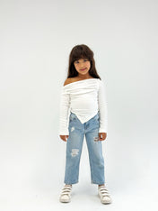 Shoulder Tank Top White - Kids