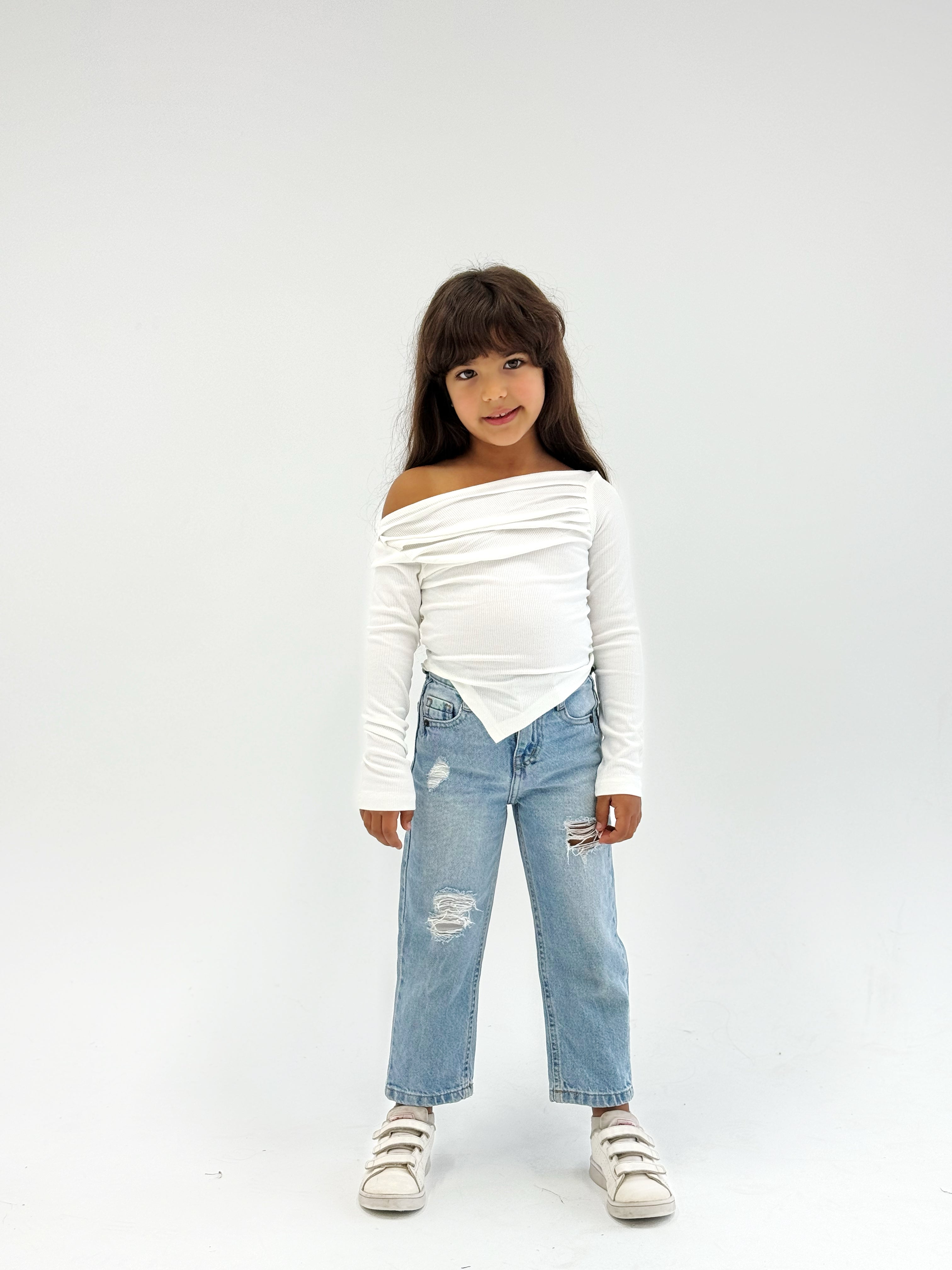 Shoulder Tank Top White - Kids