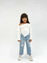 Shoulder Tank Top White - Kids