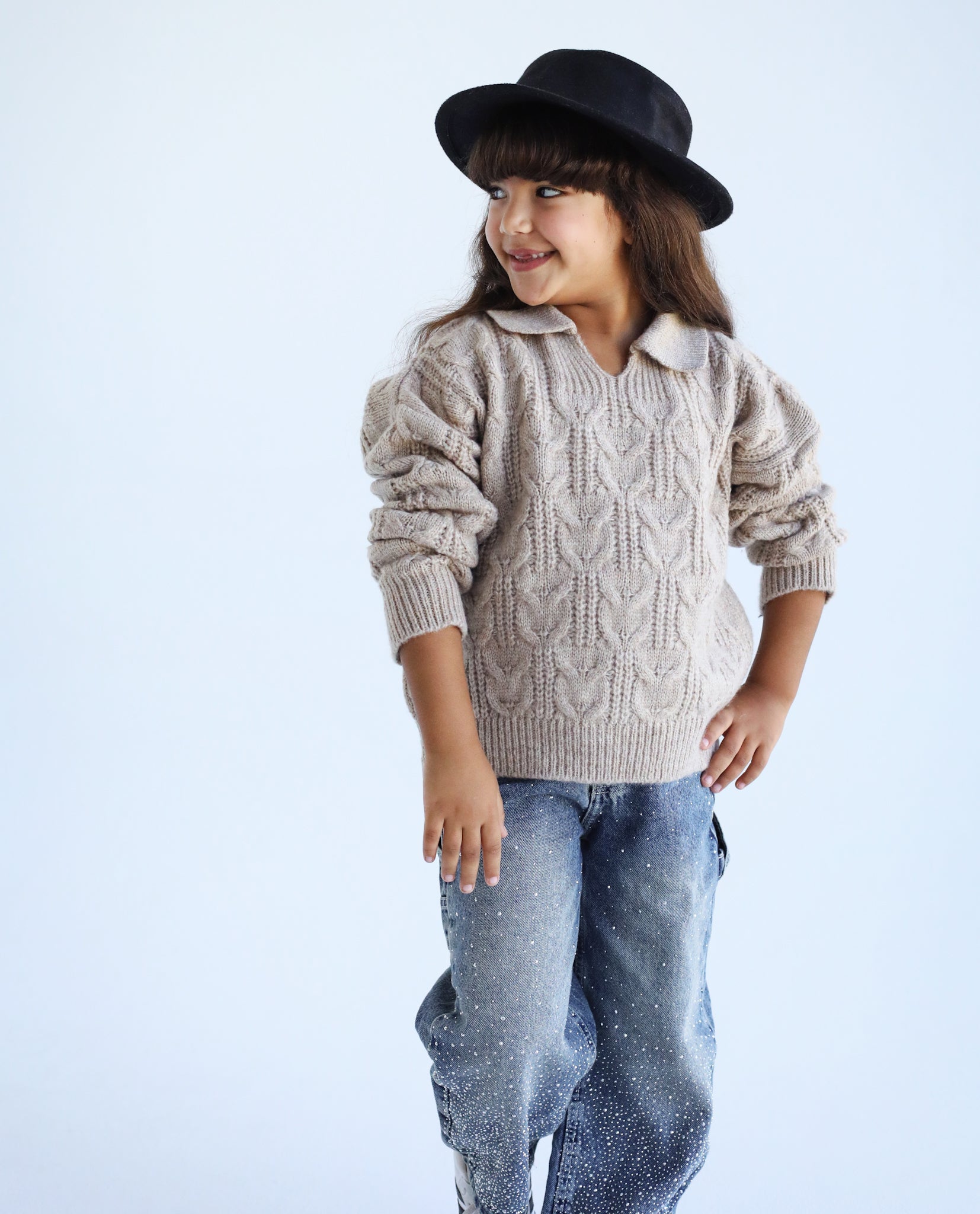 Cable Sweater Oatmeal - Kids
