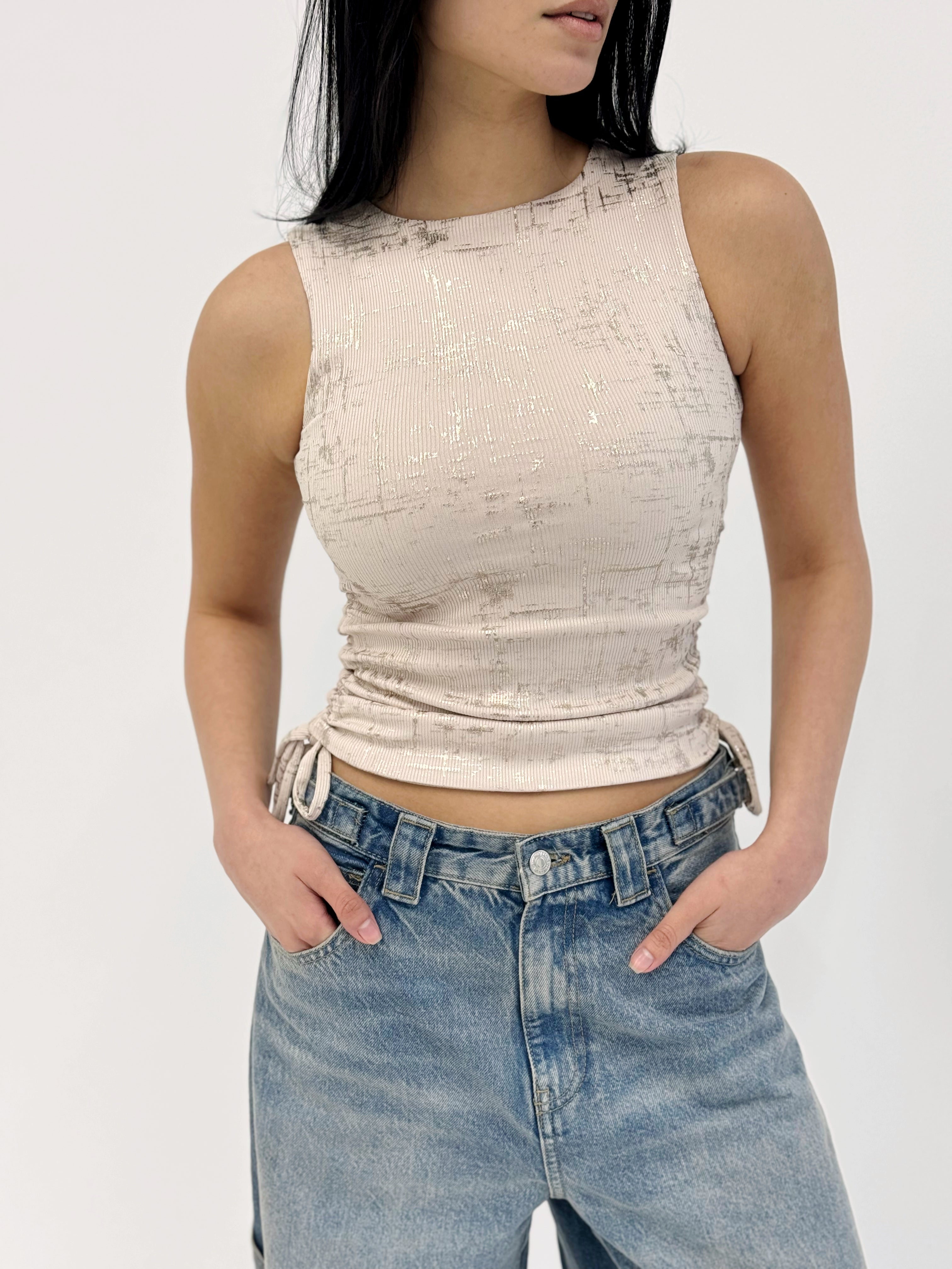 Adjustable Gilded Tank Top Beige - Adults