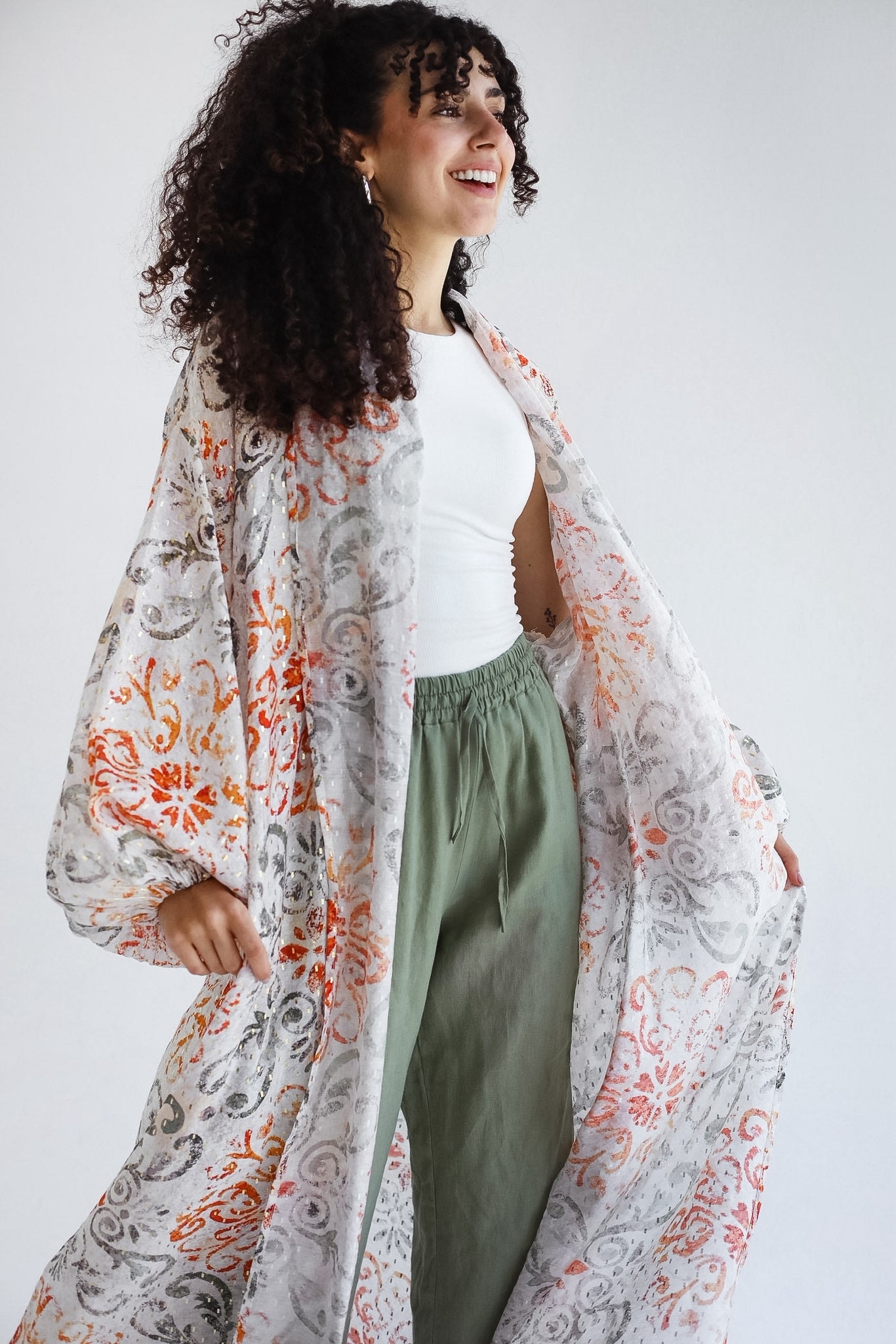 Seaside Kimono- Olive Orange