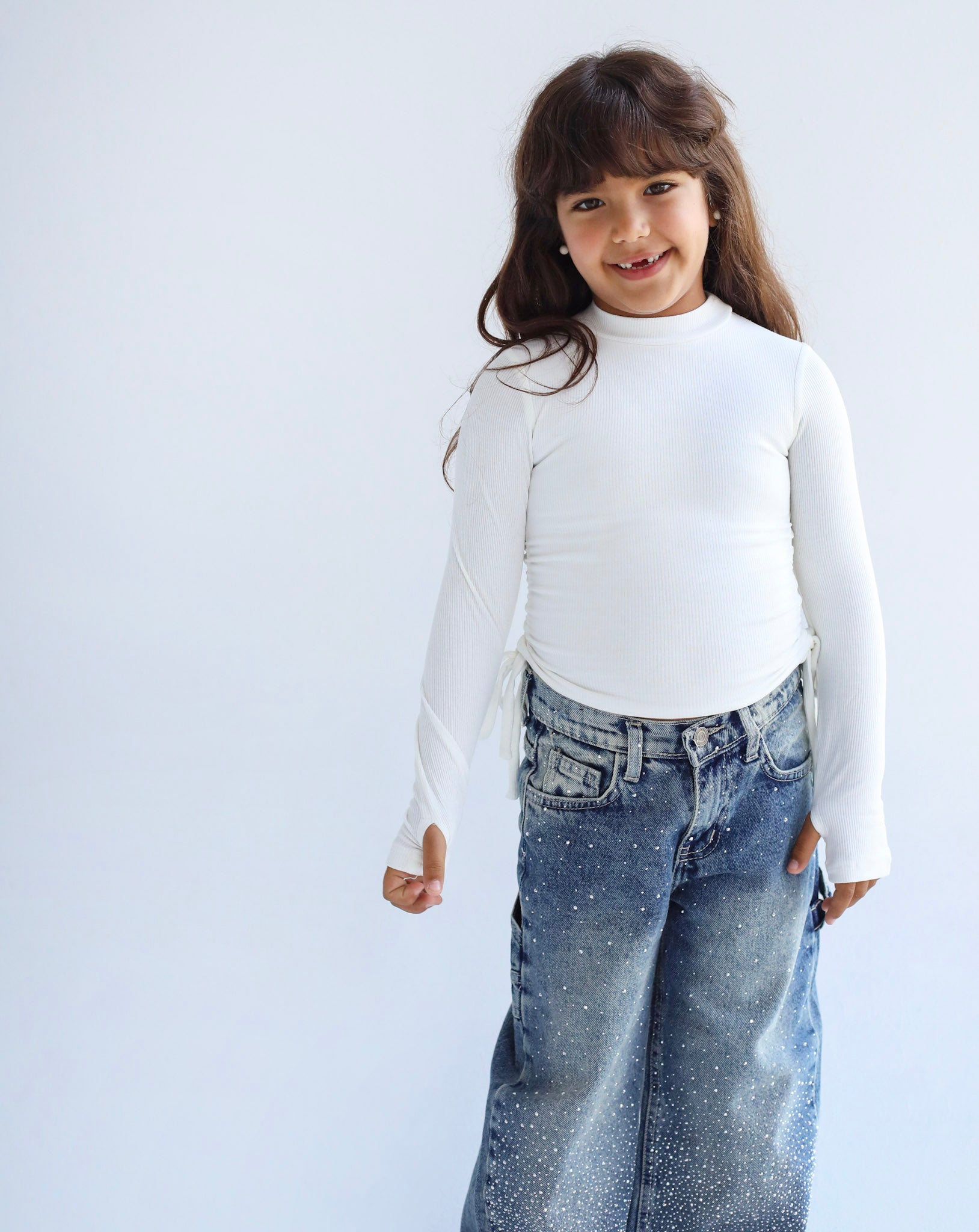 High Neck White Tank Top- Kids