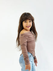 Shoulder Tank Top Brown - Kids