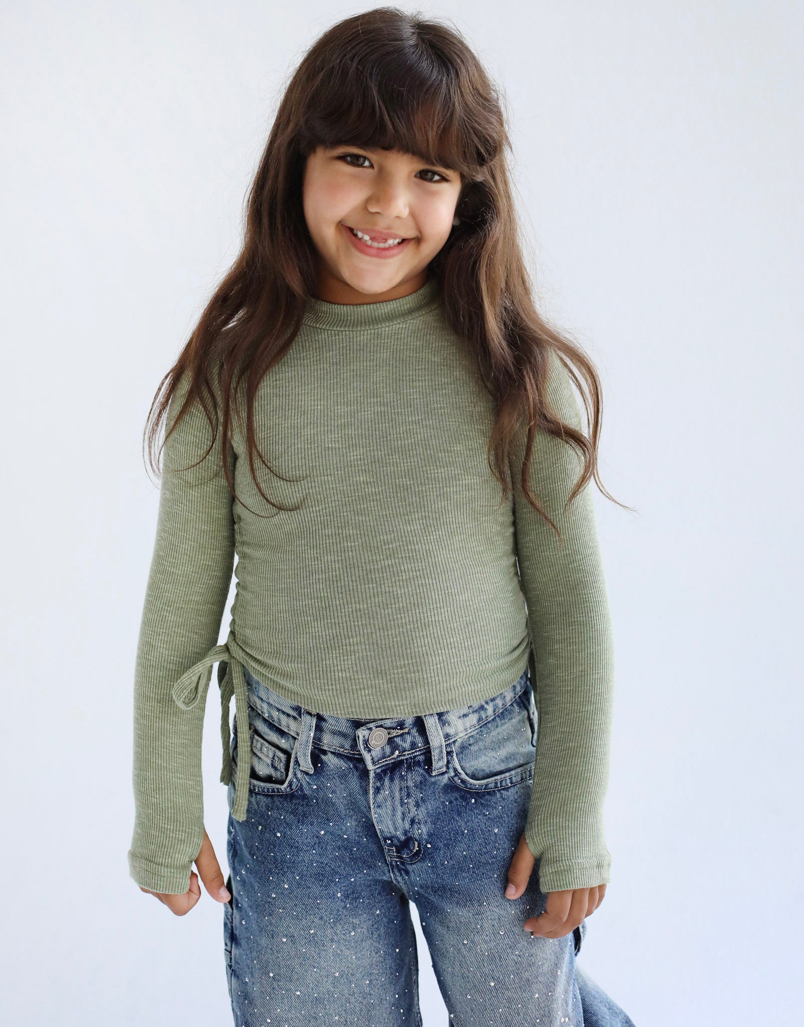 High Neck Olive Tank Top- Kids