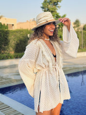 White Fringes Coverup/Kimono