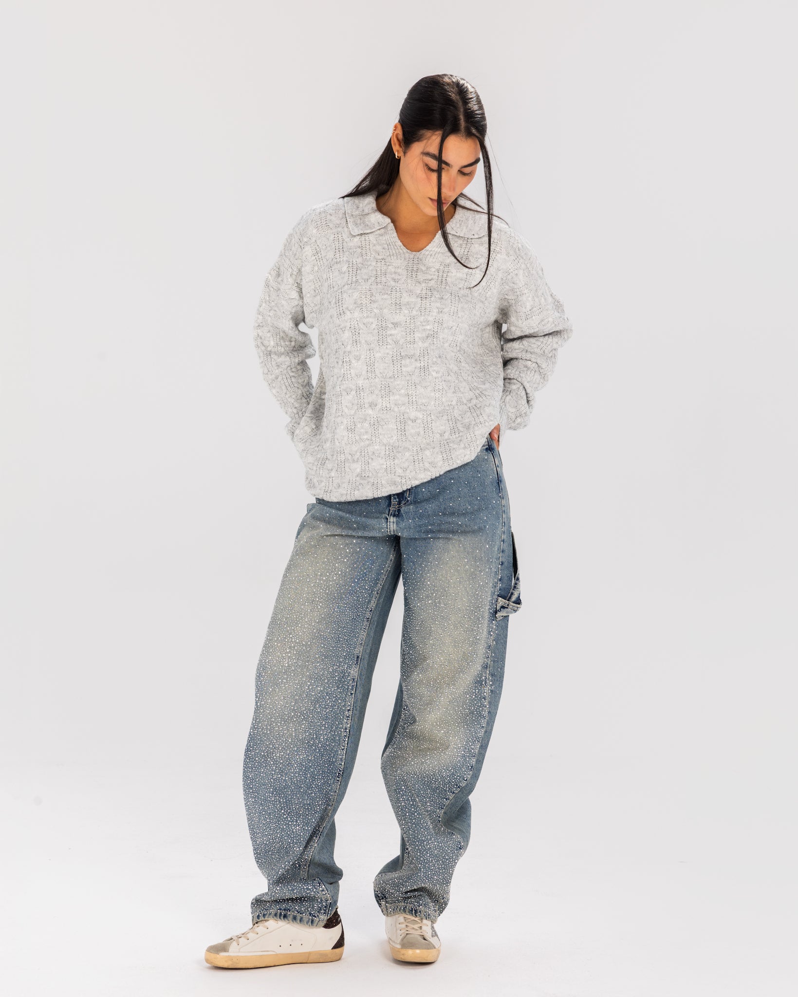 Cable Sweater Cloud Grey - Adults