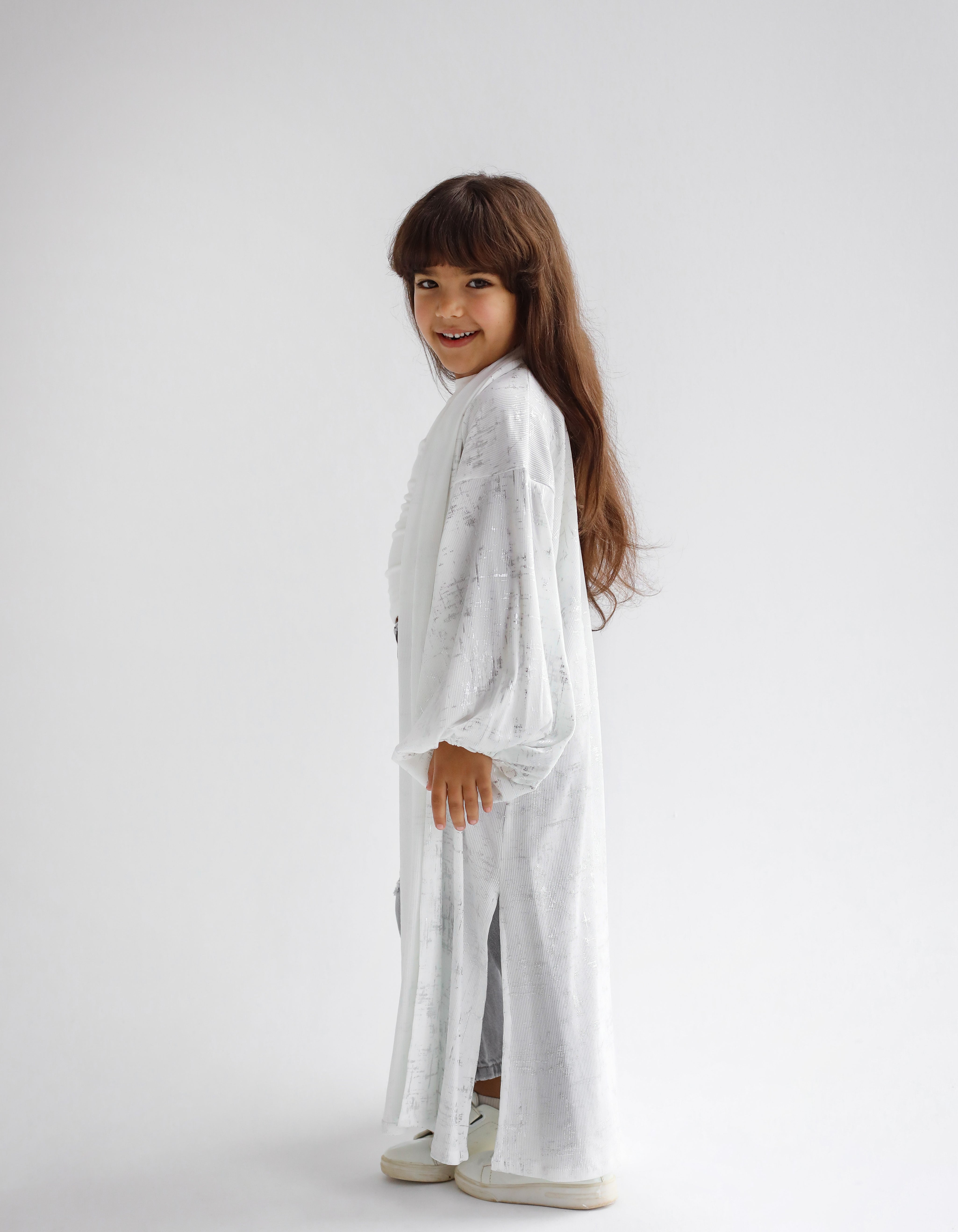 Skye Gilded White Kimono - Kids