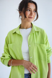 The Essential Linen Apple Green Shirt- Adults