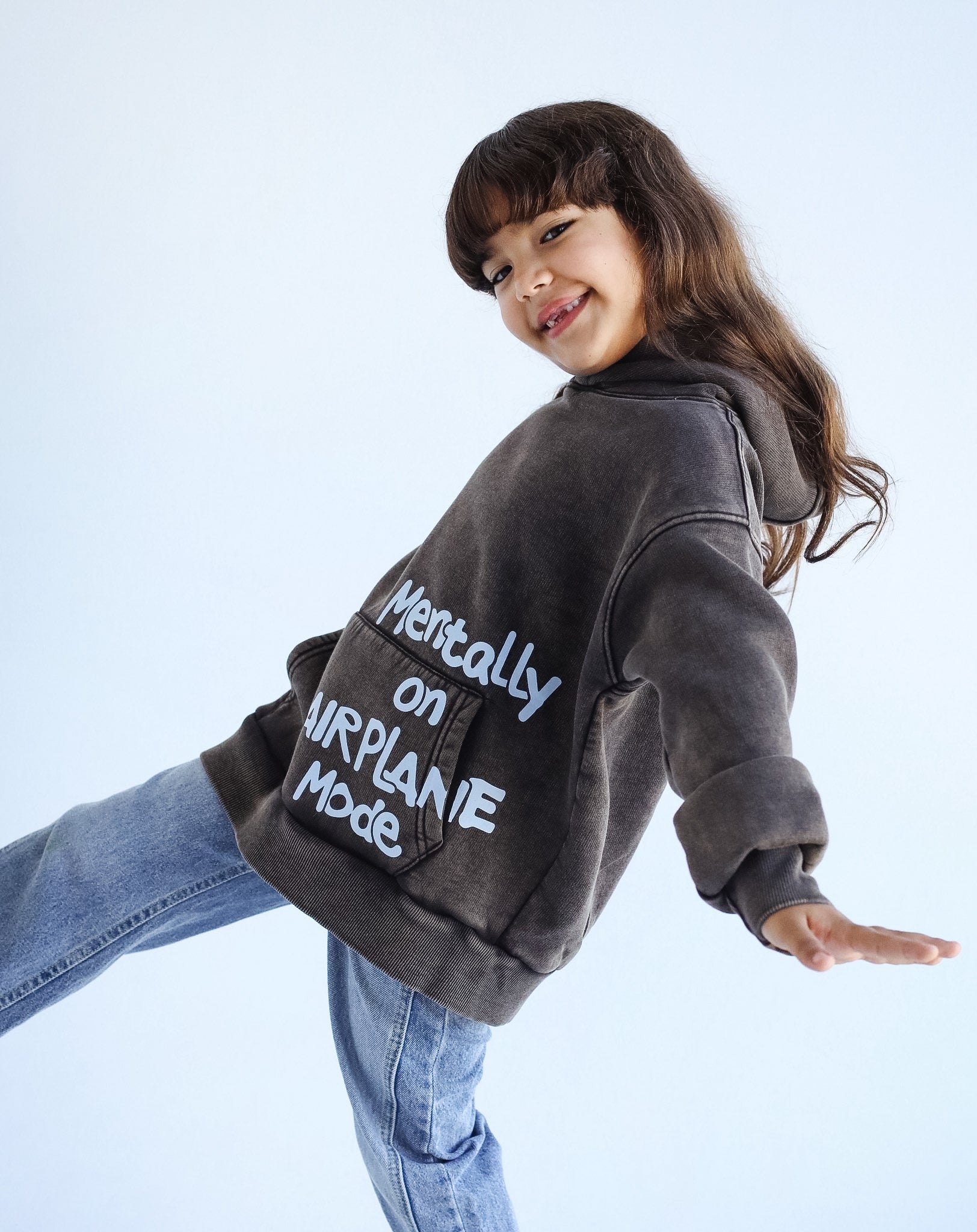 Airplane Mode Brown Hoodie - Kids