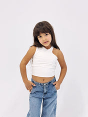 Cutout Tank Top White - Kids