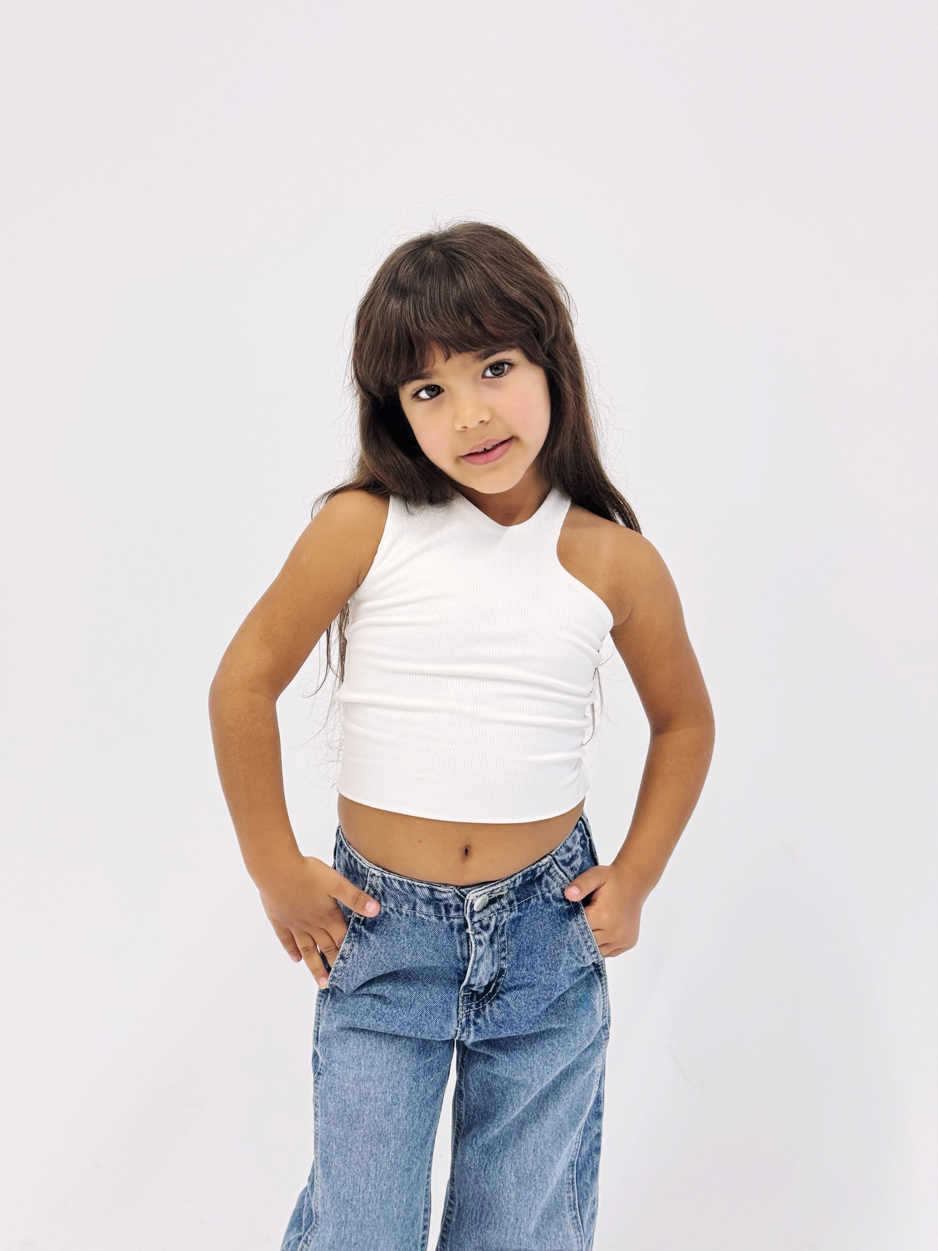Cutout Tank Top White - Kids