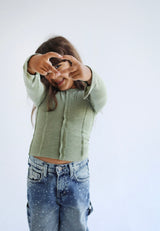 Stitched Olive Tank top - Kids