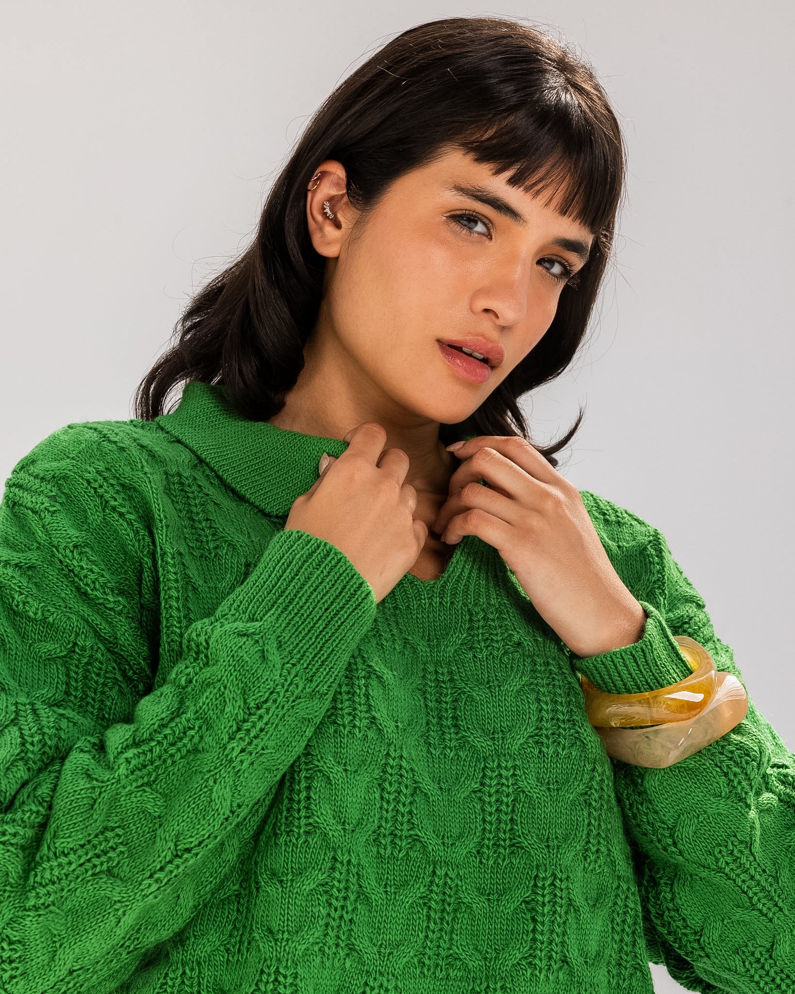 Cable Sweater Green - Adults