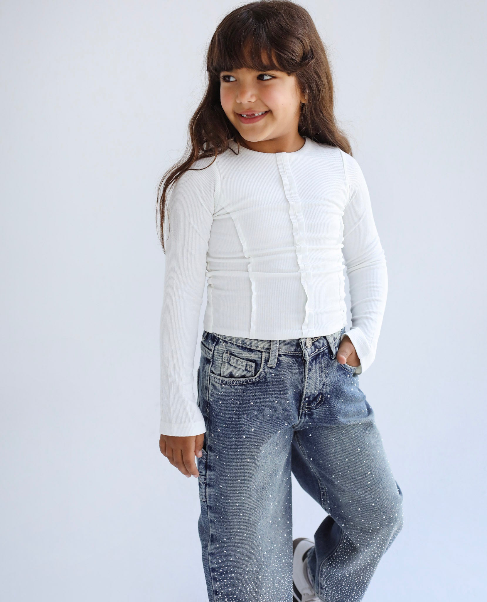Stitched White Tank top - Kids