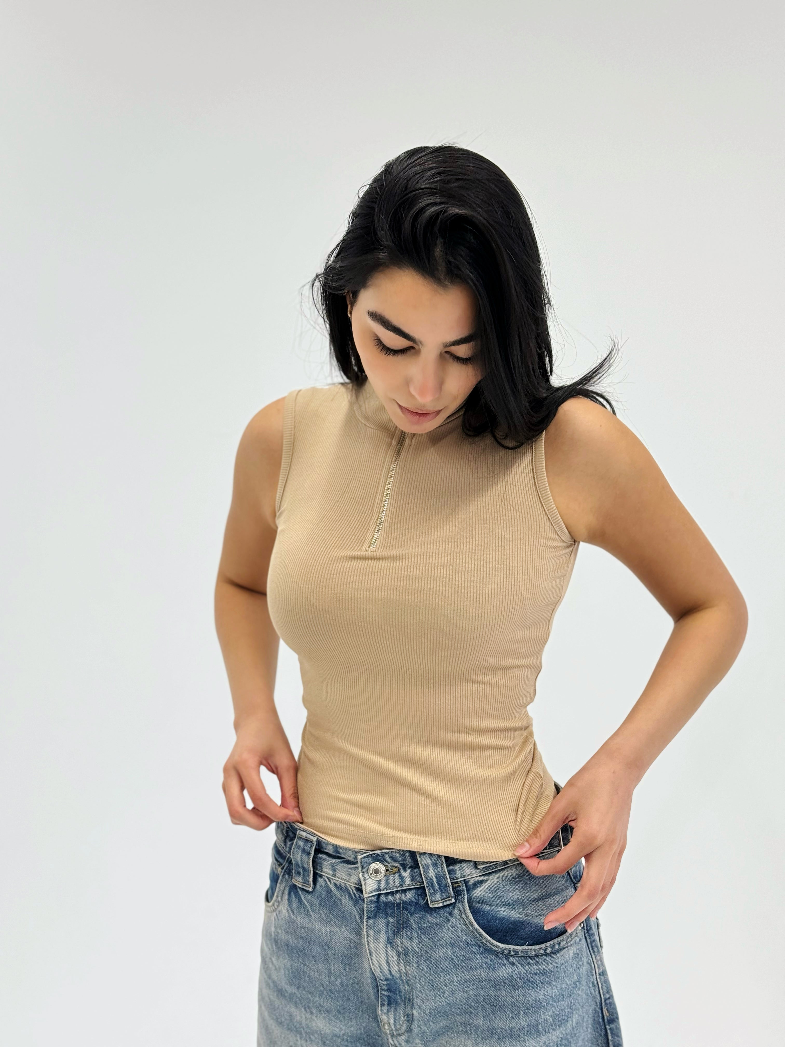 Zipit Tank Top Beige - Adults