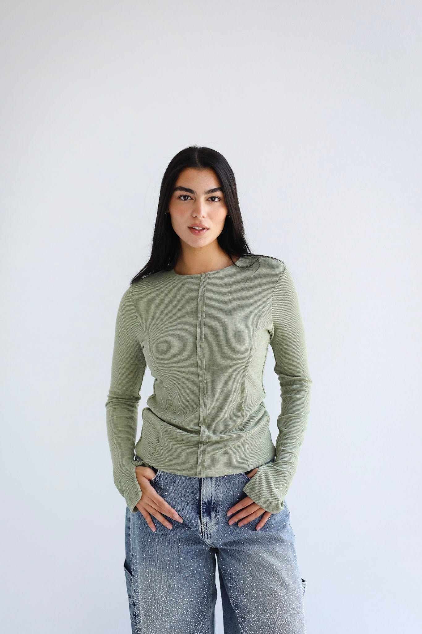 Stitched Olive Tank top - Adults