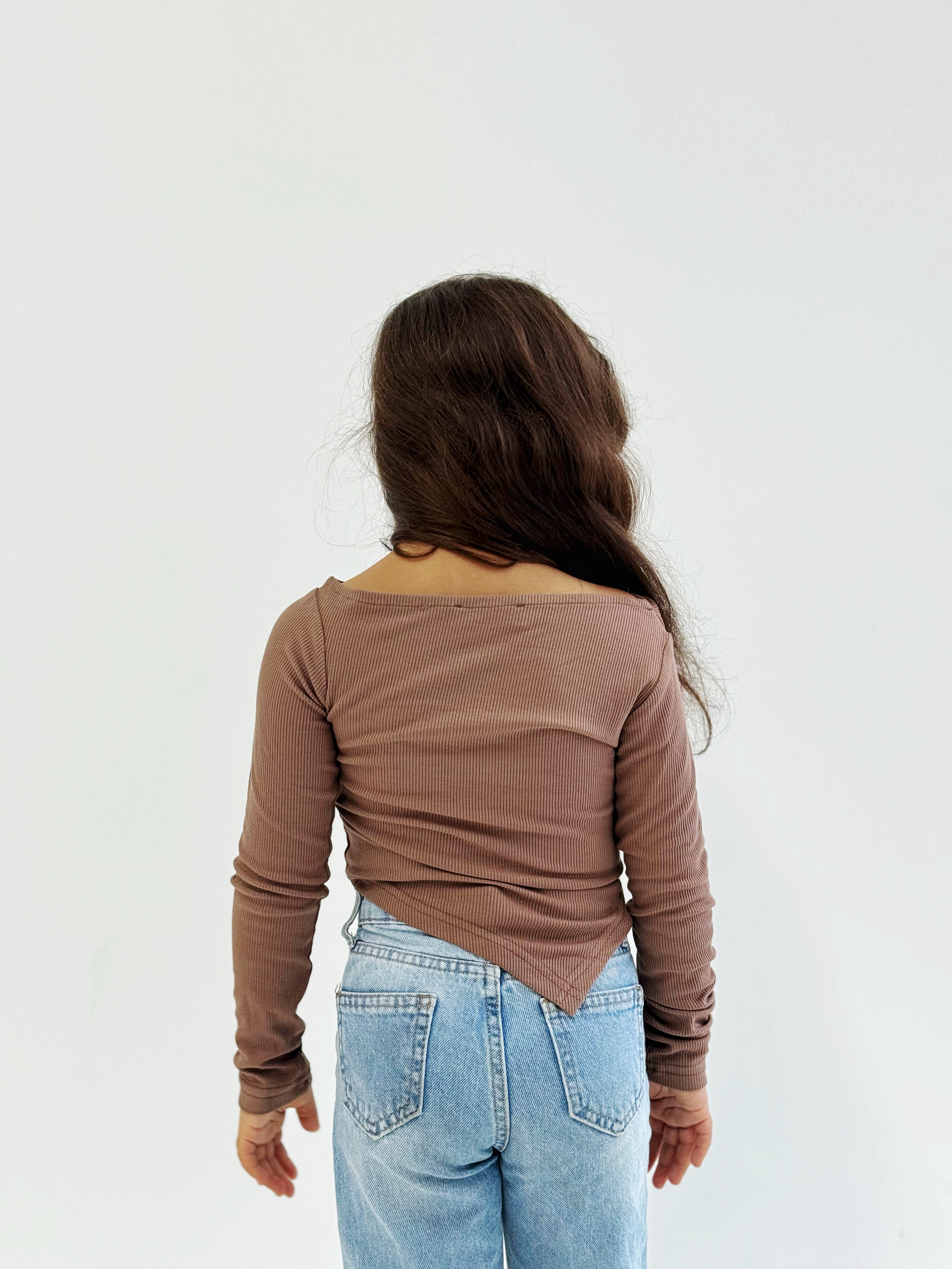 Shoulder Tank Top Brown - Kids