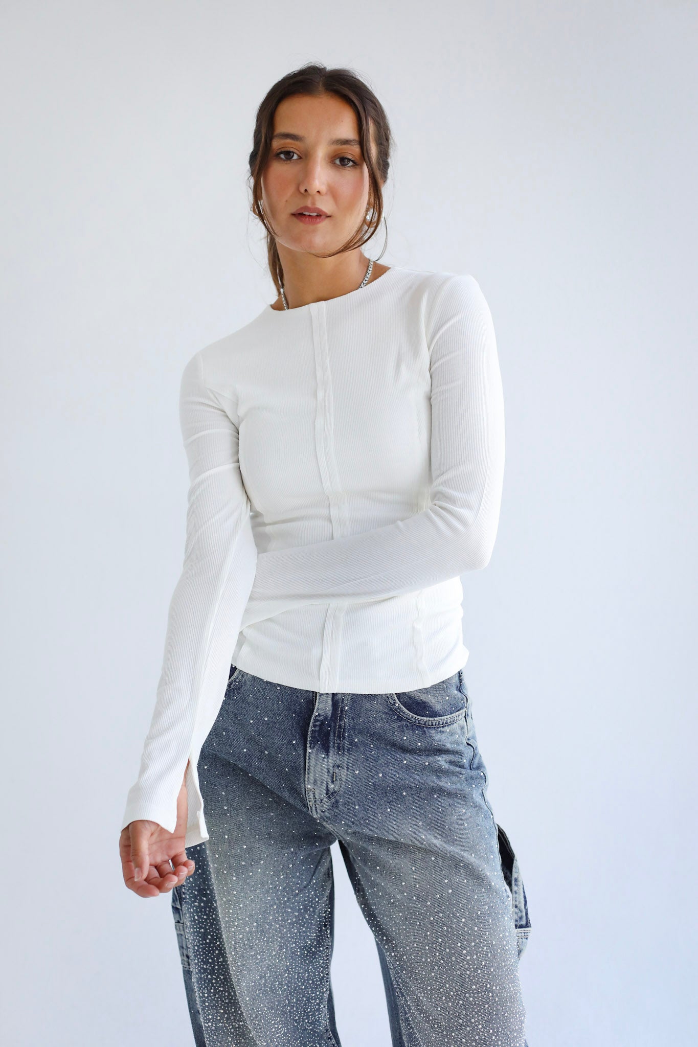 Stitched White Tank top - Adults