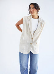 Ripped Vest-Ivory