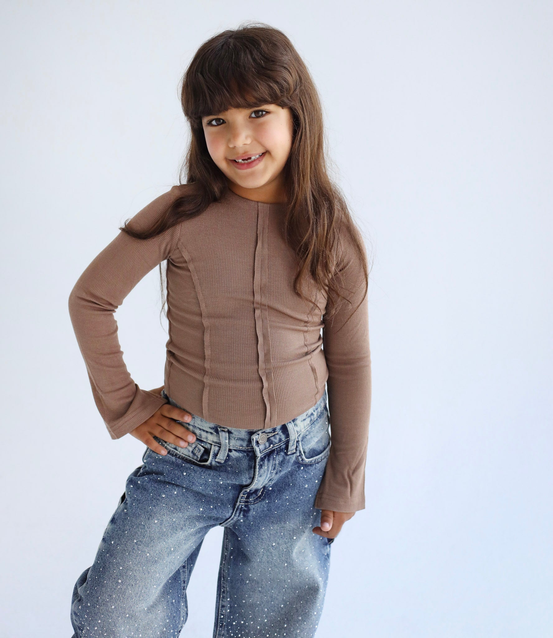 Stitched Brown Tank top - Kids