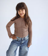 Stitched Brown Tank top - Kids