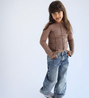 Stitched Brown Tank top - Kids