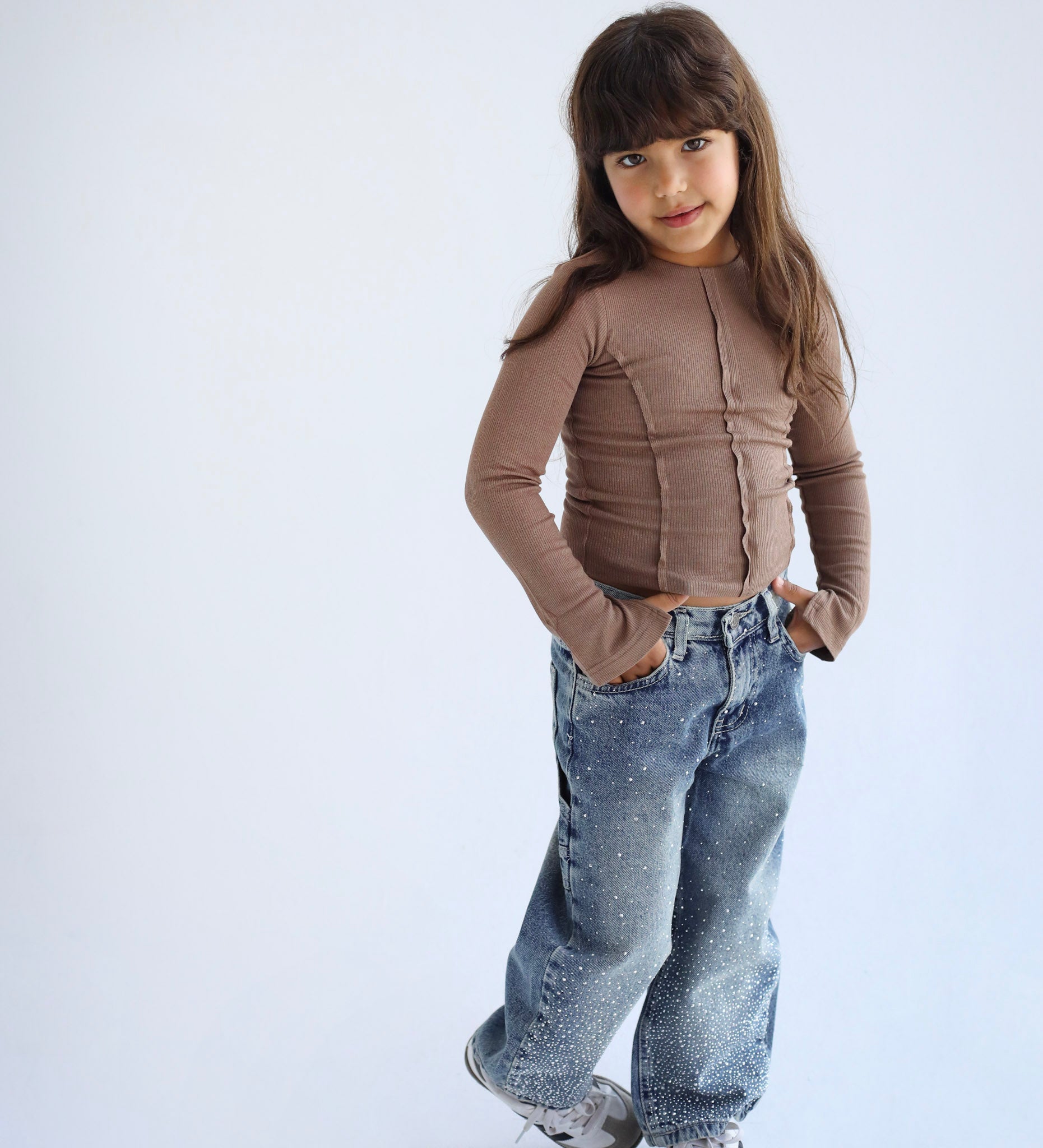 Stitched Brown Tank top - Kids