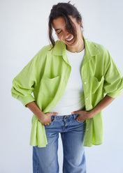 The Essential Linen Apple Green Shirt- Adults