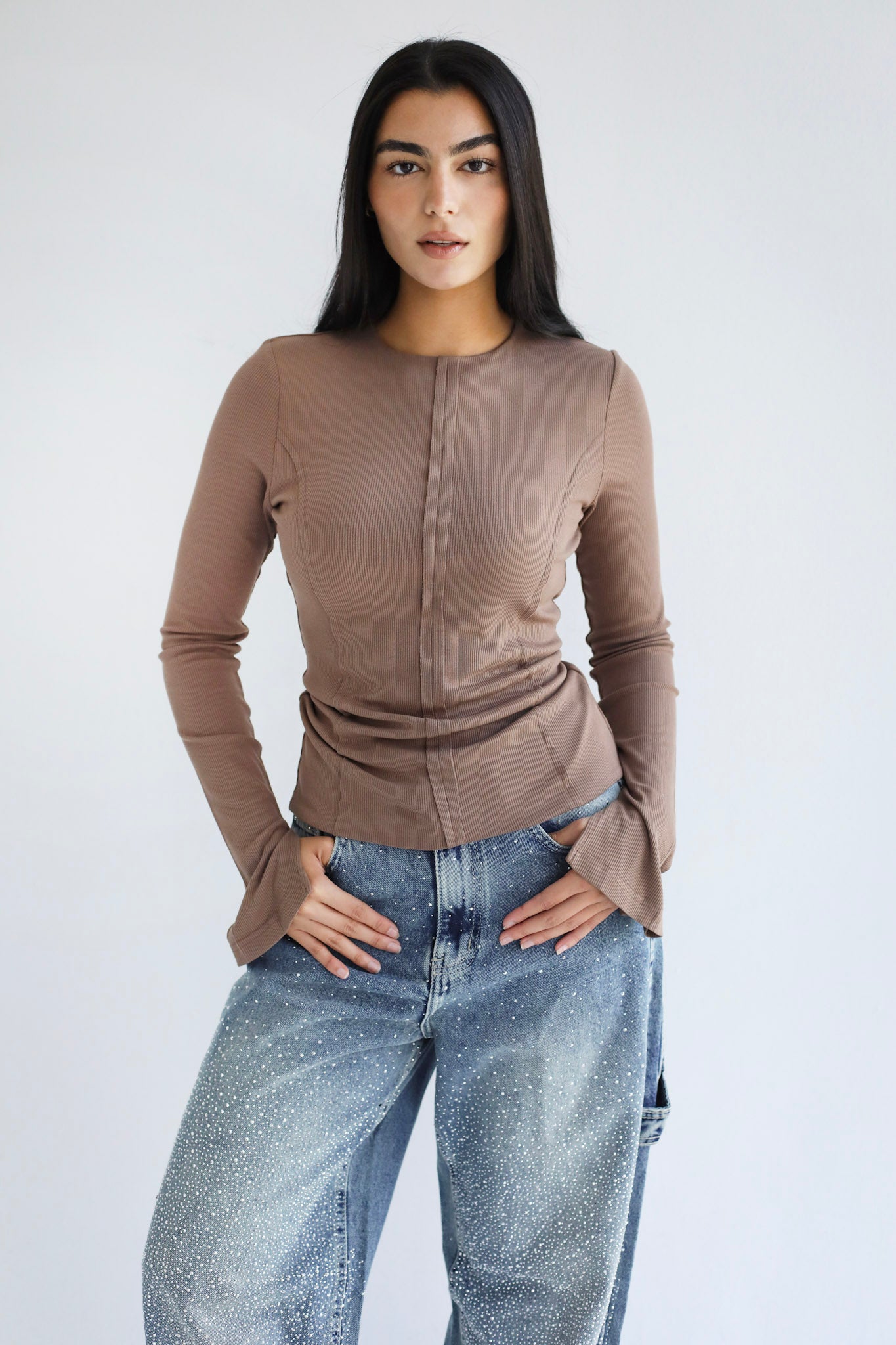 Stitched Brown Tank top - Adults