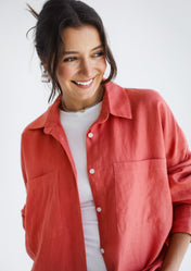 The Essential Orange Linen Shirt-Adult