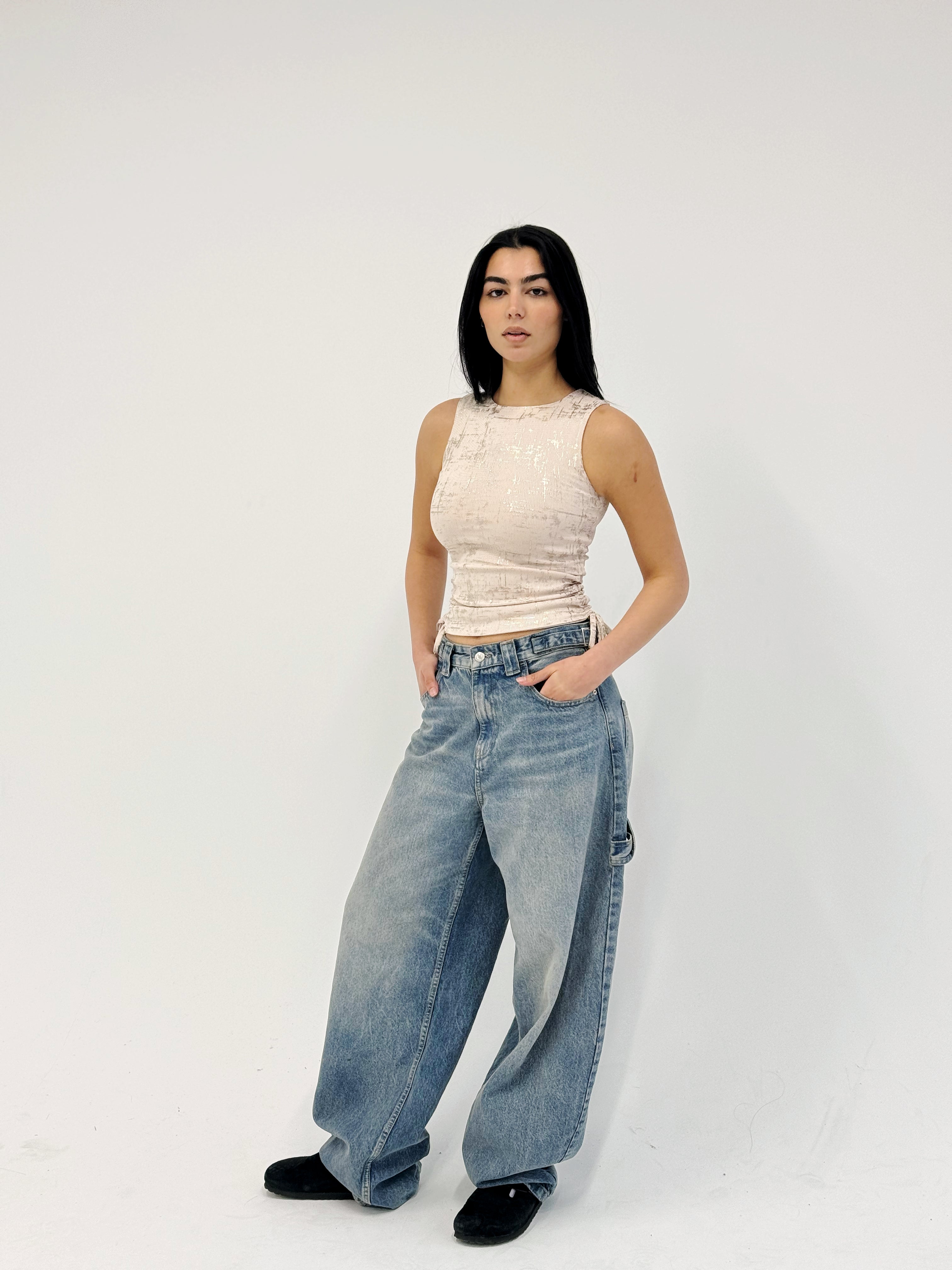 Adjustable Gilded Tank Top Beige - Adults