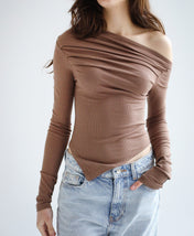 Shoulder Tank Top Brown - Adults