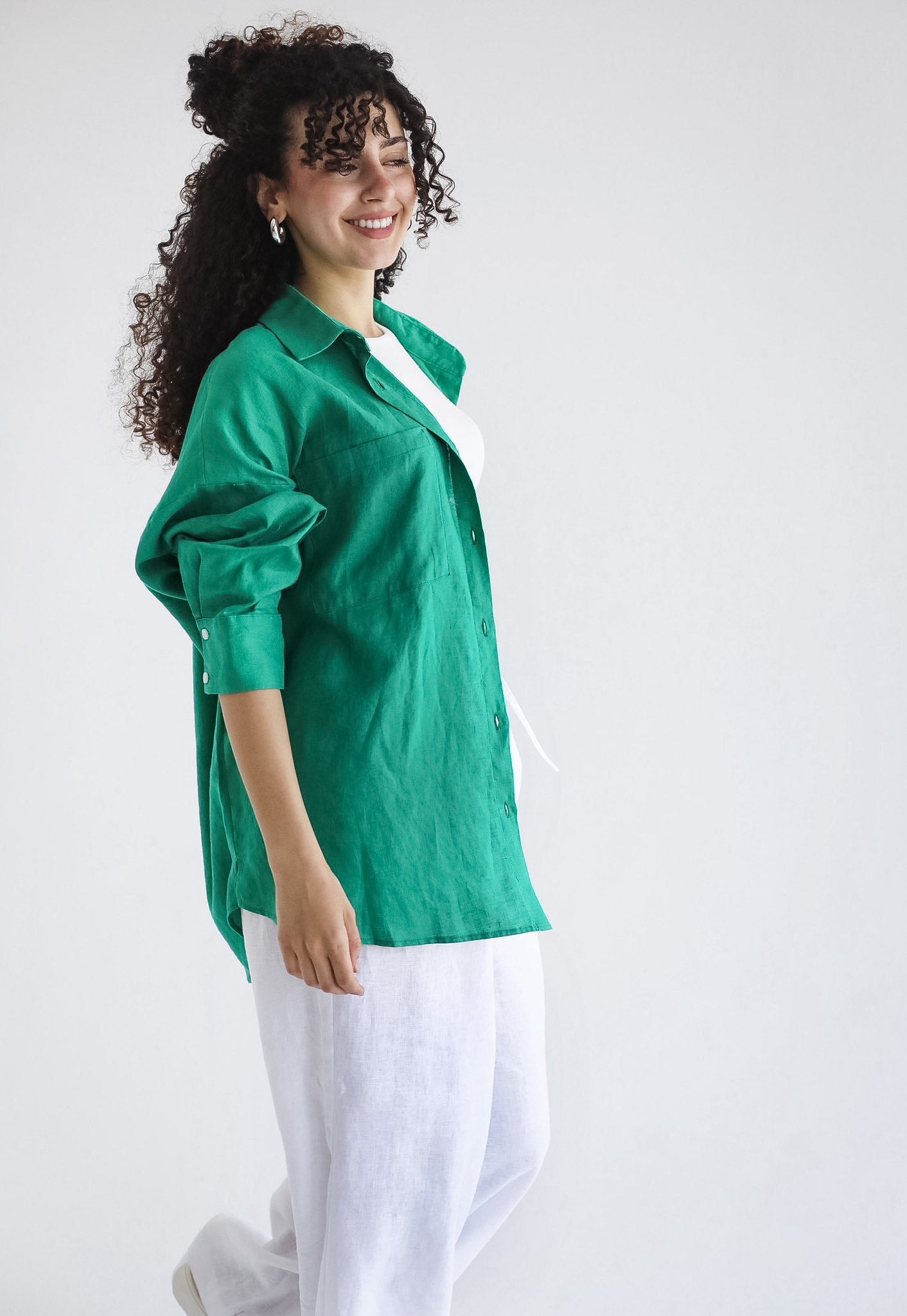 The Essential Linen Green Shirt- Adults