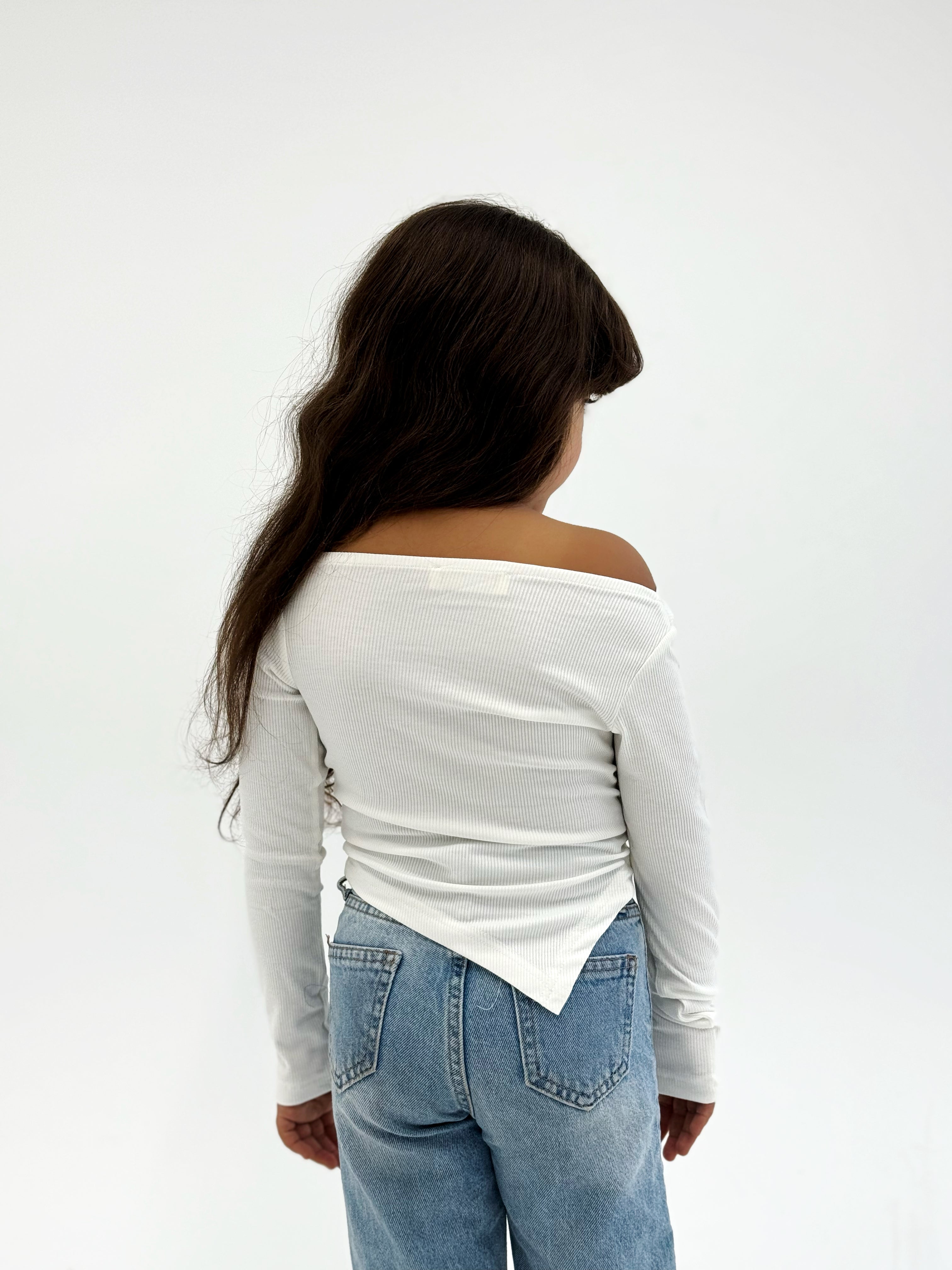 Shoulder Tank Top White - Kids