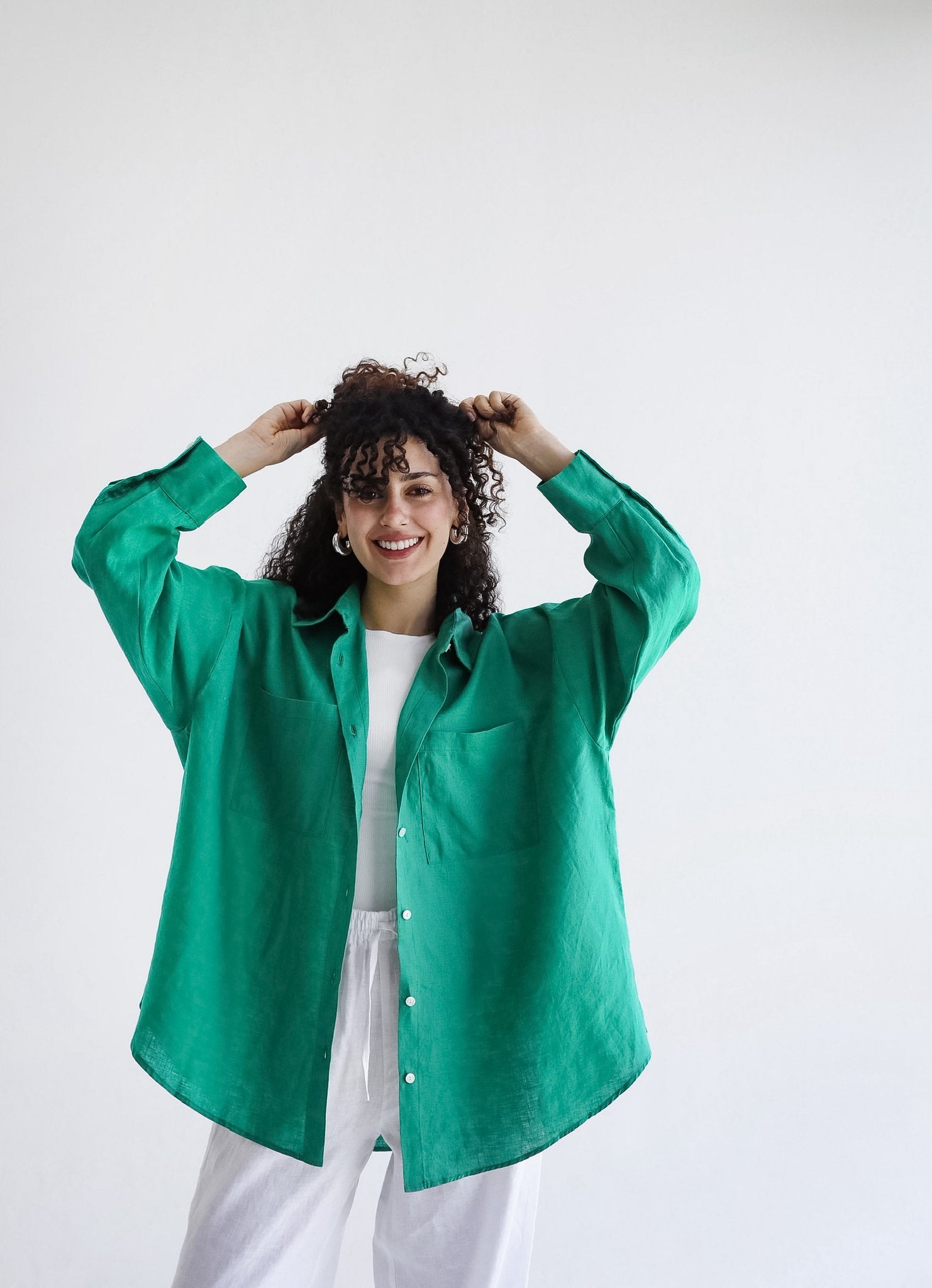 The Essential Linen Green Shirt- Adults