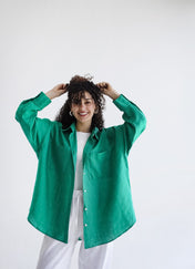 The Essential Linen Green Shirt- Adults