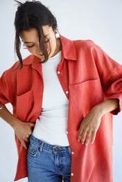 The Essential Orange Linen Shirt-Adult