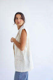 Ripped Vest-Ivory
