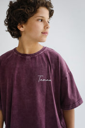 Burgundy Crew Tshirt- Kids