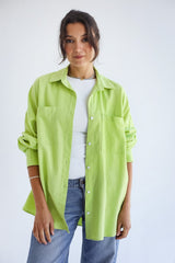 The Essential Linen Apple Green Shirt- Adults