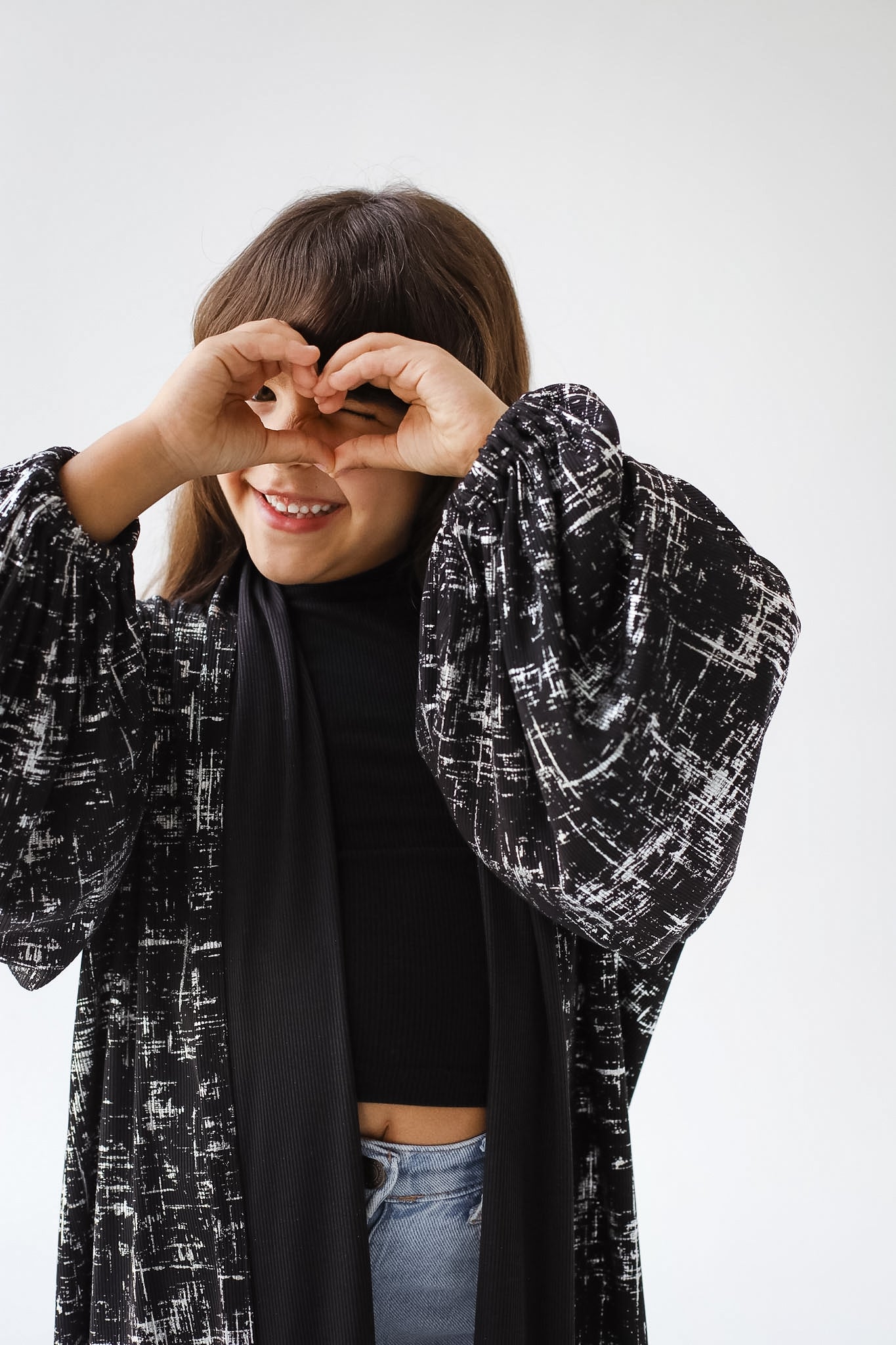 Skye Gilded Black Kimono - Kids