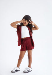 Settle In Edit Burgundy Set- Kids